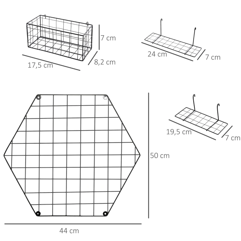 Vägggaller, Fotovägg, Gör-det-själv-dekoration, Bildhylla, Anteckningstavla, Metall, Svart, 50 X B44 X D8 Cm 3