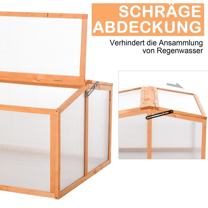 Vårbädd Växthus Växthus Tidig Säng Box Växtbädd Med Lock Av Trä Och Polykarbonat Väderbeständig Orange 90 X 80 X 58 Cm 6