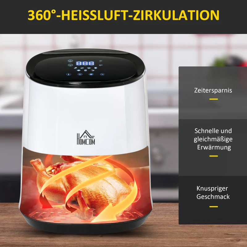 Varmluftsfritös 2,5 L 1300W, 7 Funktioner, Non-stick Belagd Korg 6