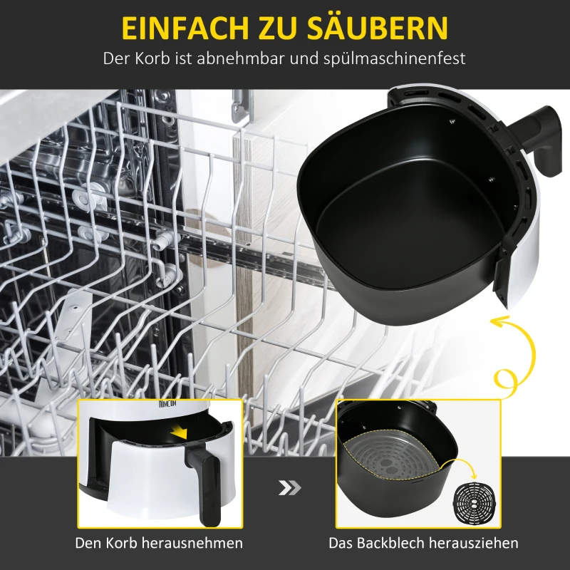 Varmluftsfritös 2,5 L 1300W, 7 Funktioner, Non-stick Belagd Korg 7