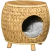 Vattenhyacint Gräs Cat Cave Tvättbar Kudde 44cm X 43cm X 42cm Ljusbrun + Naturligt Trä + Grå 1