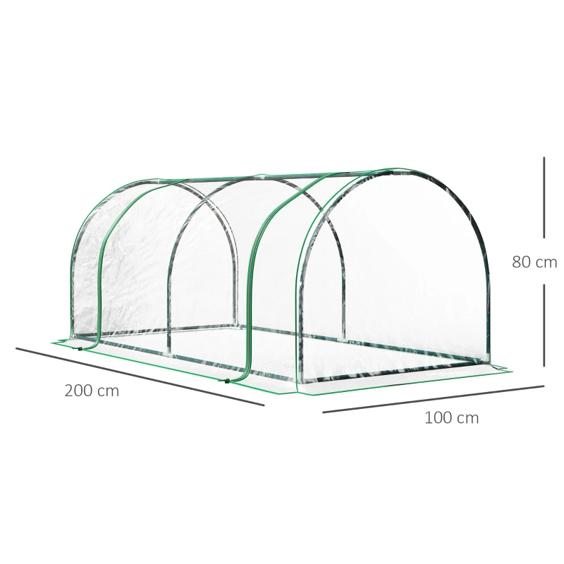 Växthus, Växthus Med Dörr, Frukostbädd, Växthus, Växtodling, Stål PVC, 200 X 100 X 80 Cm 3