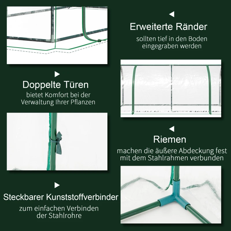 Växthus, Växthus Med Dörr, Frukostbädd, Växthus, Växtodling, Stål PVC, 200 X 100 X 80 Cm 5