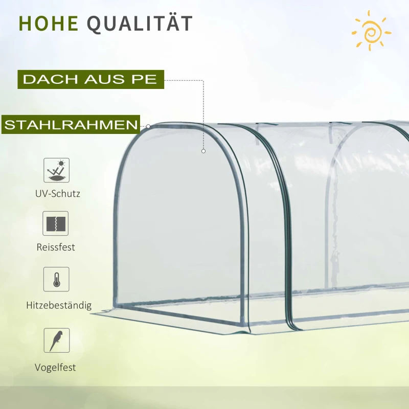 Växthus, Växthus Med Dörr, Tidig Bädd, Växthus, Växtuppfödning, Stål PVC Transparent, 350 X 100 X 80 Cm 4