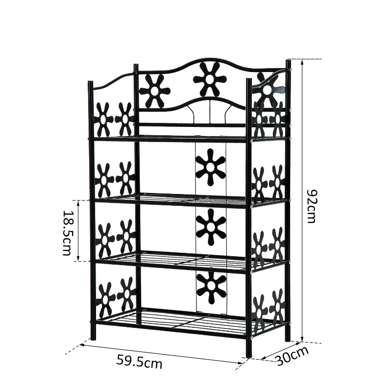 Växthylla, Skohylla, Blomsterhylla, Växttrappa, Stående Hylla, 4 Våningar, Metall, Svart, 59,5 X 30 X 92 Cm 3