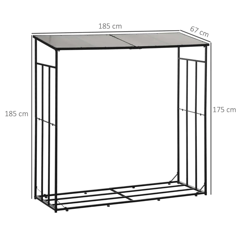 Vedställ För Utomhusbruk, Upp Till 2100 Kg, Polykarbonattak, Metallram, 185 X 67 X 185 Cm 3