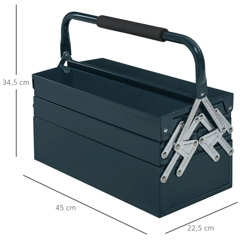 Verktygslåda Verktygslåda Montering Verktygslåda Tom Platsbesparande Med 5 Fack Vikbart Robust Stål (SPCC) Mörkgrön 45 X 20 X 34,5 Cm 3