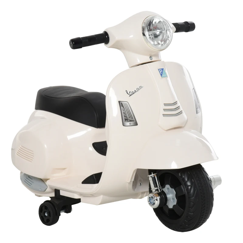 VESPA Elmotorcykel Barnmotorcykel Elfordon 18-36 Månader 3km/h LED-ljusljud PP Plast Metall Vit 66,5 X 38 X 52 Cm 1