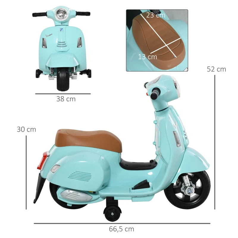 VESPA Elmotorcykel Barnmotorcykel Elfordon 18-36 Månader 3km/h LED-ljusljud PP Plast Metallgrön 66,5 X 38 X 52 Cm 3