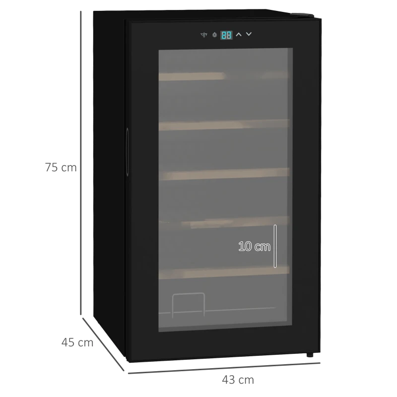 Vinkylare För 24 Flaskor, Justerbar Temperatur 5 Till 20 C, LED-belysning, Svart, 43 X 45 X 75 Cm 3