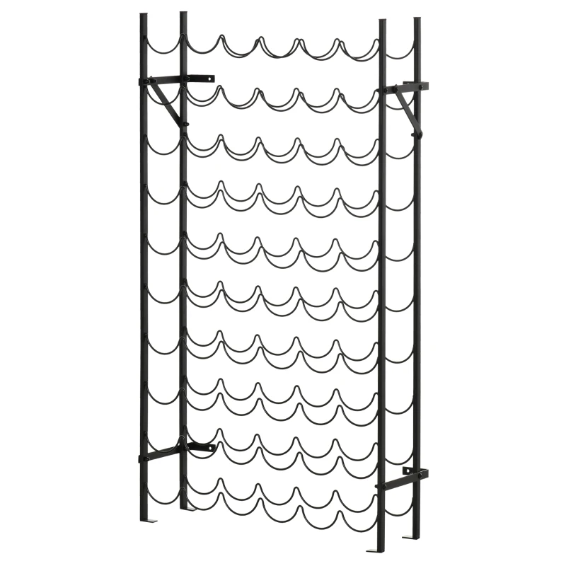 Vinställ Vinställ Flaskställ 60 Flaskor Väggfäste Metall Svart 10