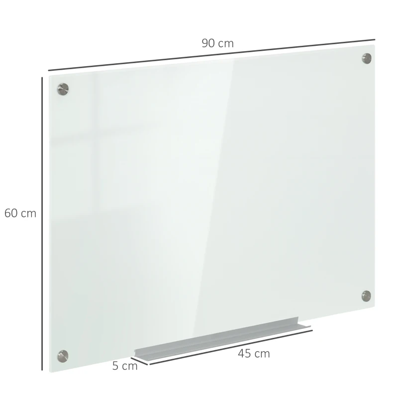 Whiteboard I Glas, Anteckningstavla, Whiteboardtavla, 4 Pennor, 6 Magneter, 1 Svamp, 1 Hylla, Vit 3