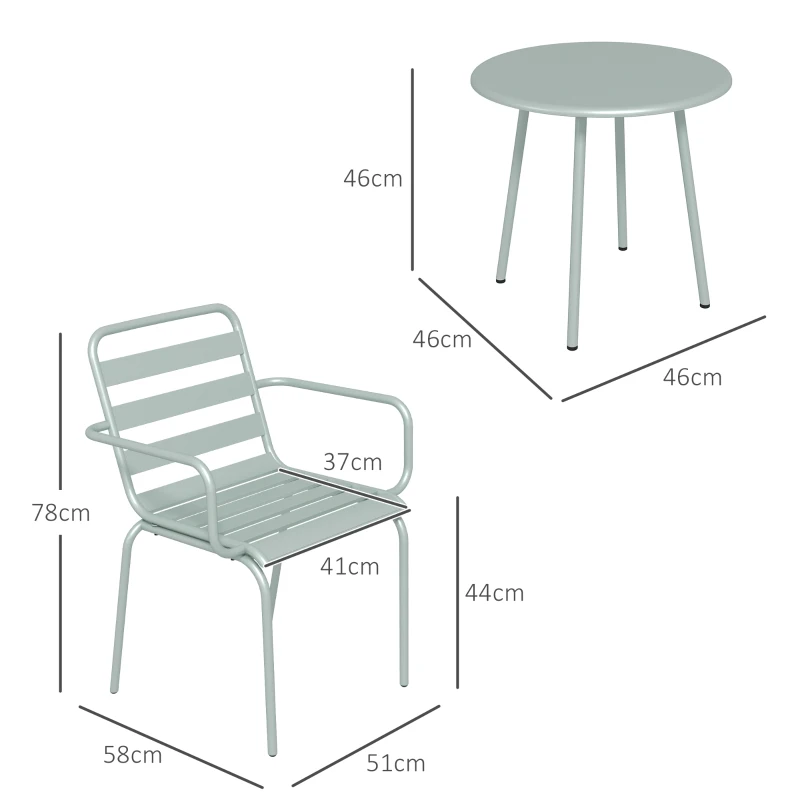 3-delat Bistroset Balkong Bistroset 2-delat Bistroset, Hopfällbart, Modern Design, 51 X 58 X 78 Cm, Grön 3