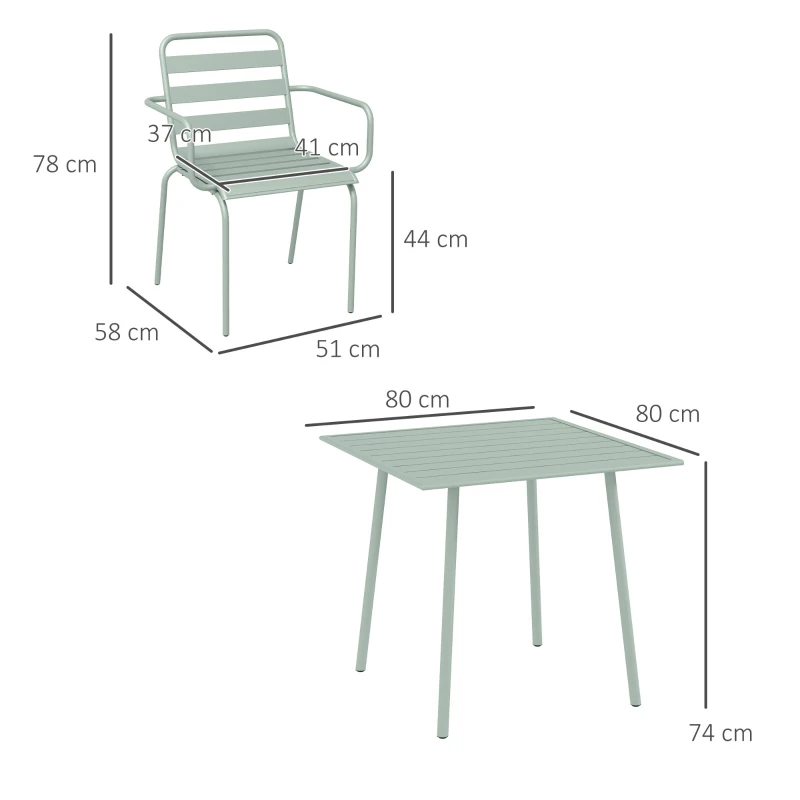 5-delad Trädgårdsgrupp, Uteservering, Trädgårdsmöbelset, Väderbeständig, Modern Design, 80 X 80 X 74 Cm, Grön 3