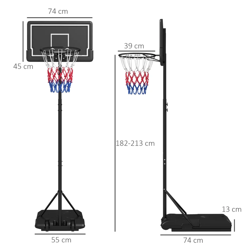 Basketställ, Höj- Och Sänkbart, Mobilt, Fyllbart, Spricksäker Bakvägg, Korghöjd 1,82 - 2,13 M, Svart 3