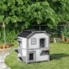 Cat House Cat Hut 2-nivå Väderbeständig 31" X 22" X 36" Vit + Grå 2