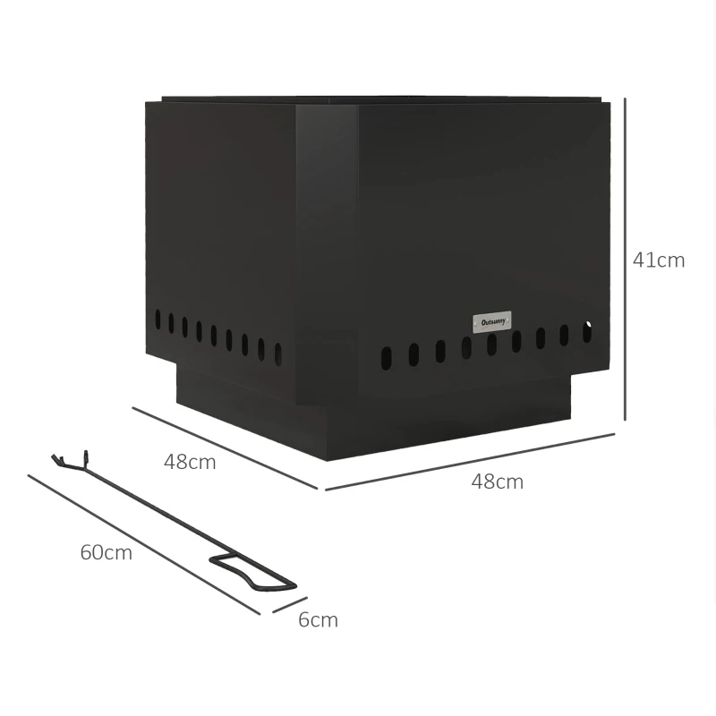 Eldskål Eldgrop, Inklusive Eldkrokar, 48 ​​x 48 X 41 Cm, Svart 3