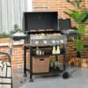 Gasgrill BBQ-grill, 4 Huvudbrännare, 1 Sidospis, 1 Värmeplatta; 135 X 53 X 101cm, Mörkgrå 1