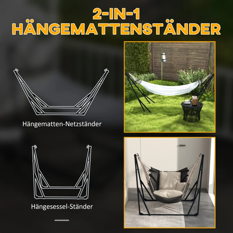 Hängmattsram Inklusive Hängmattsram För Hängmatta, 263 Cm X 89 Cm X 100 Cm, Svart + Vit 4