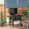 Kolgrill BBQ Grill Rökare, Justerbart Kolfack, Sidohyllor, 124 X 66 X 112 Cm, Svart 2