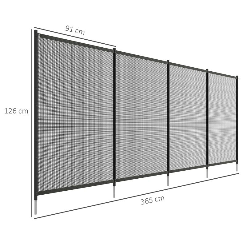 Poolsäkerhetsstängsel, Poolstängsel För Barn, 4 Delar, Aluminium/Texteline, 365 X 126 Cm, Svart 3