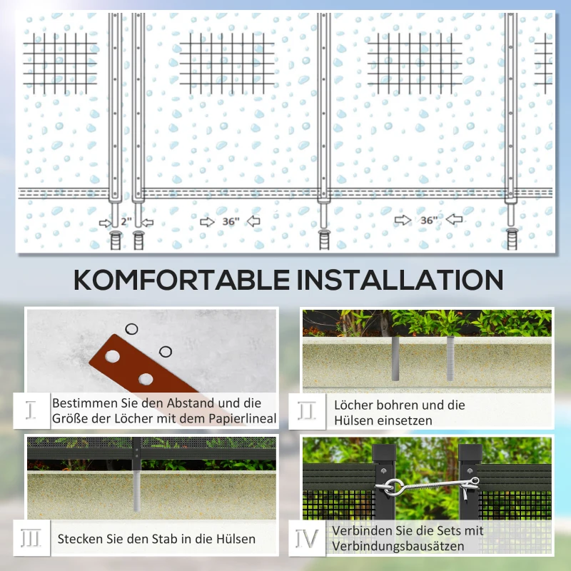 Poolsäkerhetsstängsel, Poolstängsel För Barn, 4 Delar, Aluminium/Texteline, 365 X 126 Cm, Svart 5