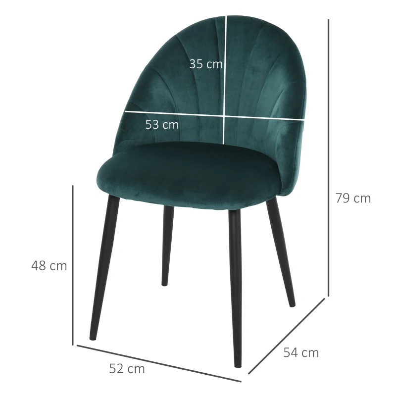 Set Med 2 Matsalsstolar, Köksstolar, Accentstolar, 52 Cm X 54 Cm X 79 Cm, Grön 3