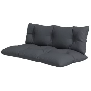 Set Med 2 Stoppade Sittdynor För Trädgårdsmöbler, Väderbeständig, Knappsömmar, 120 X 60 X 15 Cm, Grå 1