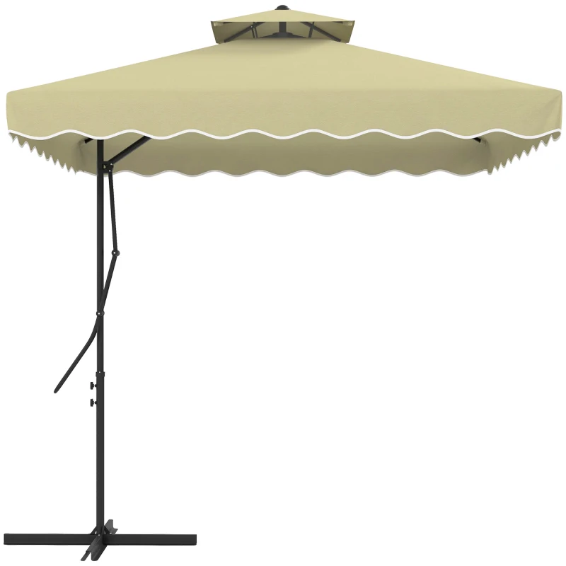 Trädgårdsparaply, Fribärande Paraply, Dekorkant, Ventilationstak, Metallram, 2,4x2,4x2,6m, Beige 6