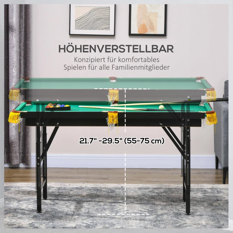 Biljardbord, Hopfällbart, Höj- Och Sänkbart, Inklusive Triangel/2 Kön/16 Bollar, Grön 4