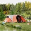 Campingtält För 5-6 Personer, Familjetält, Vattentätt, Med Markis, 550L X 300W X 198Hcm, Orange 2