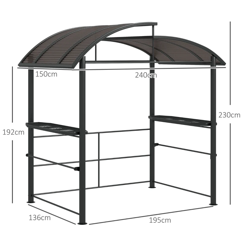 Grillpaviljonggrill Takgrilltak, Väderbeständig, 240 Cm X 150 Cm X 230 Cm, Gulbrun + Mörkbrun 3