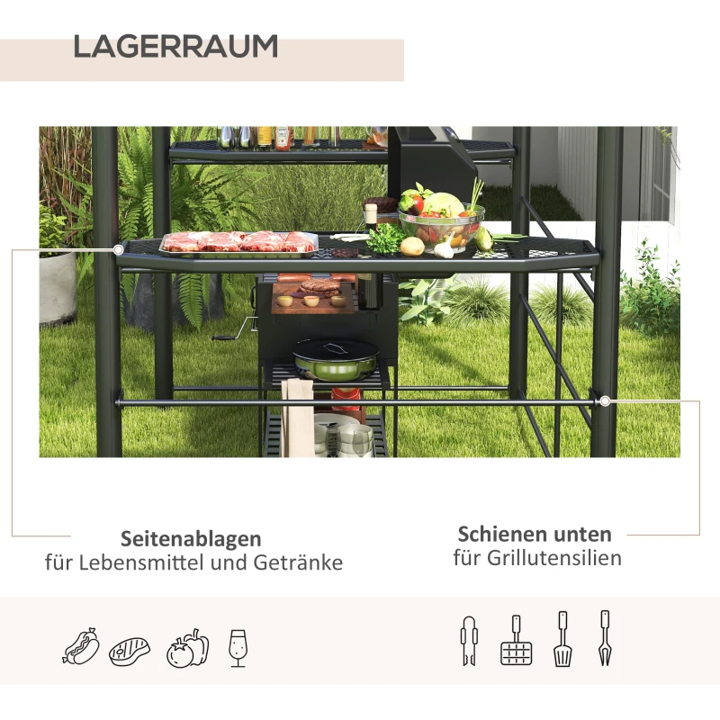 Grillpaviljonggrill Takgrilltak, Väderbeständig, 240 Cm X 150 Cm X 230 Cm, Gulbrun + Mörkbrun 5