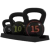 Kettlebell Set, 3 Kettlebells 2,2kg/4,5kg/6,8kg, Plastfodral, Svart 1