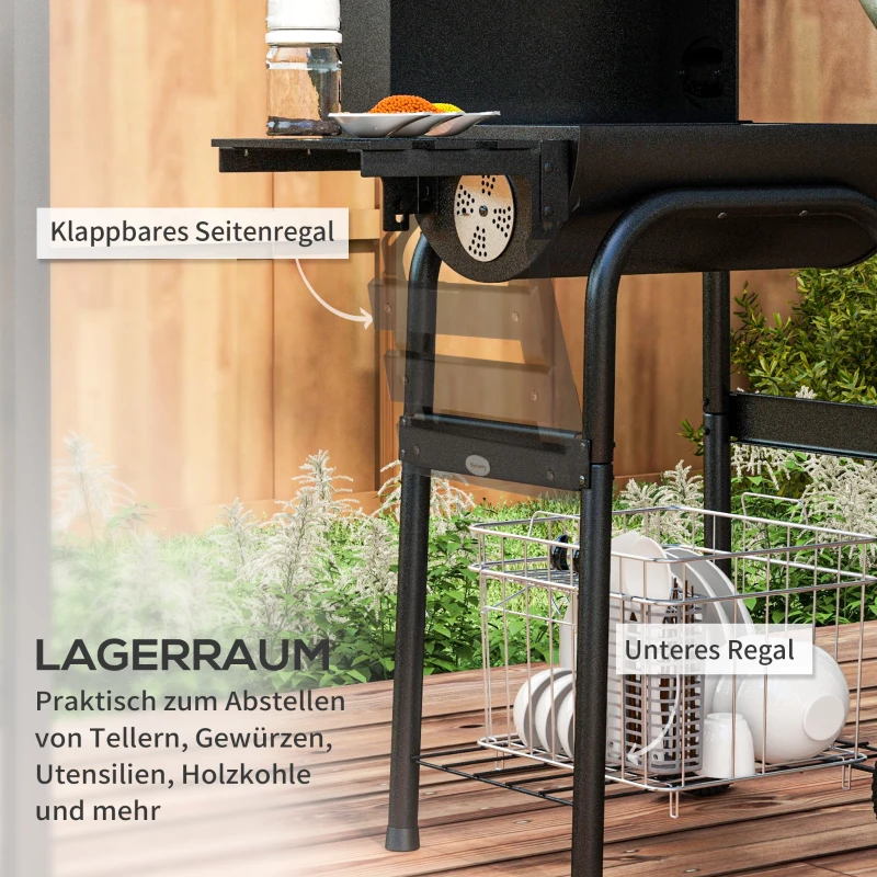 Kolgrill Rökare BBQ Grill, 1 Hylla, Inkl. Termometer, 83 X 46,5 X 115 Cm, Svart 6