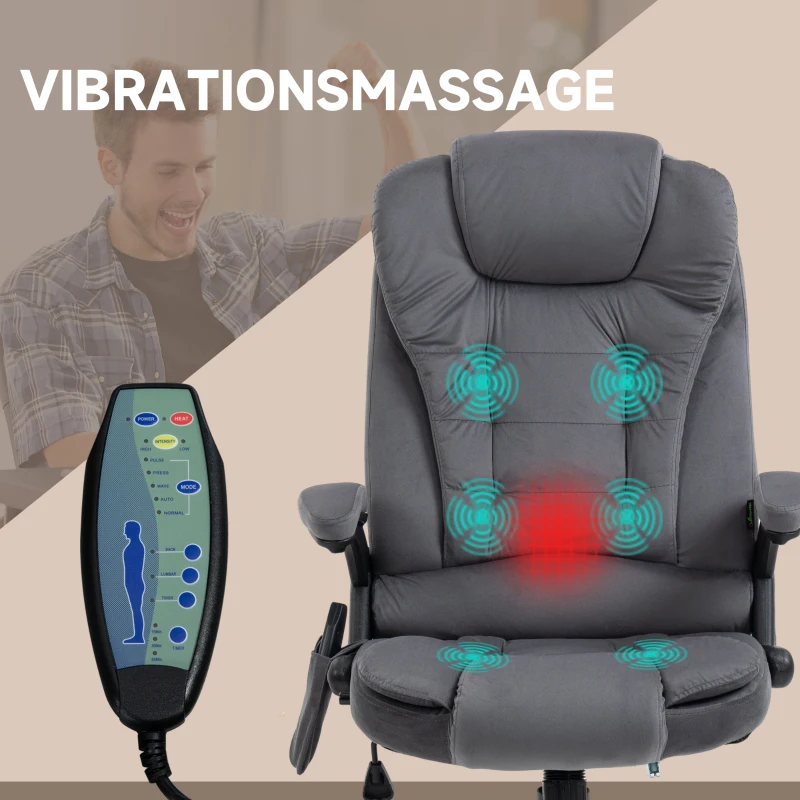 Kontorsstol Med Massage & Värmefunktion, Ergonomisk, Höj- Och Sänkbar, Mörkgrå 4