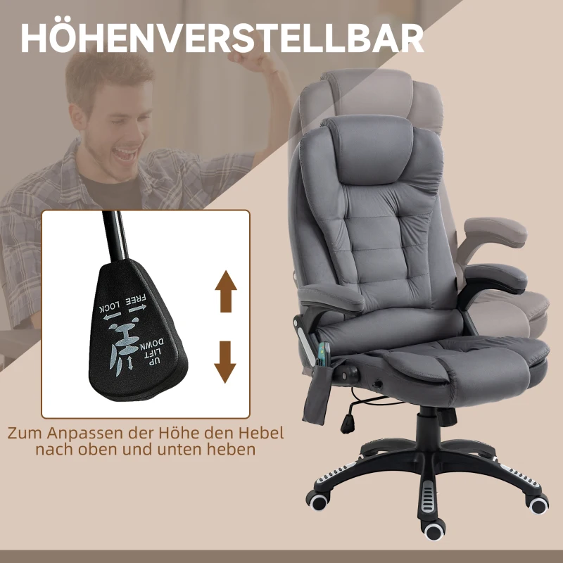 Kontorsstol Med Massage & Värmefunktion, Ergonomisk, Höj- Och Sänkbar, Mörkgrå 5