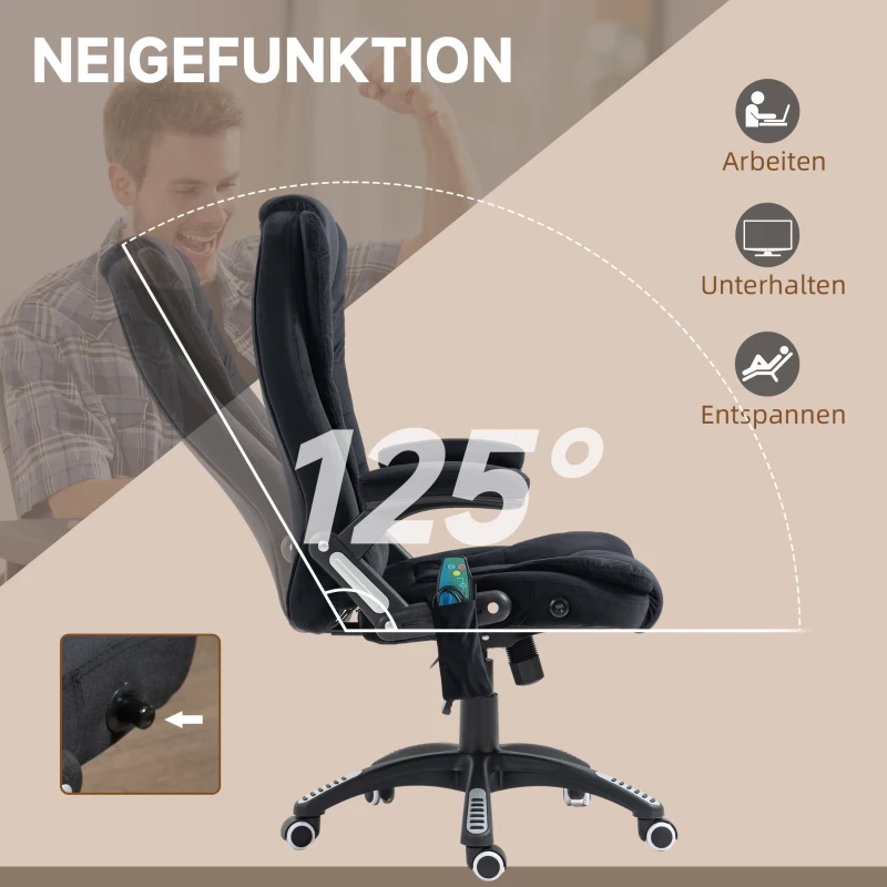 Kontorsstol Med Massage & Värmefunktion, Ergonomisk, Höj- Och Sänkbar, Svart 6