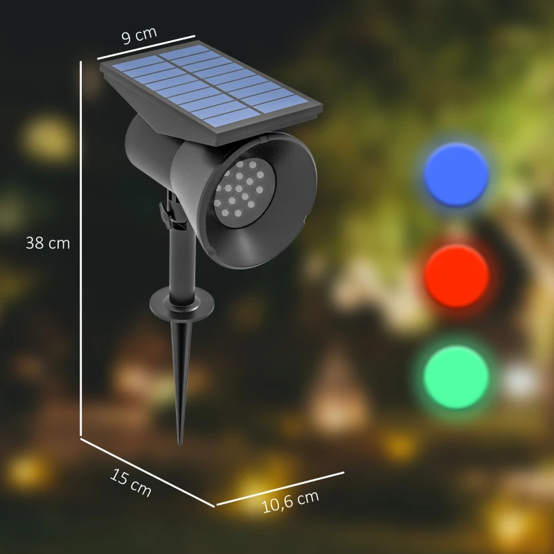 Solljus, 2 Stycken Sollampor, Solenergi Trädgårdslampa Med 2 Ljusfärger, Golv-/väggmontering, IP54 Vattentät För Balkong, Terrass, Svart 3