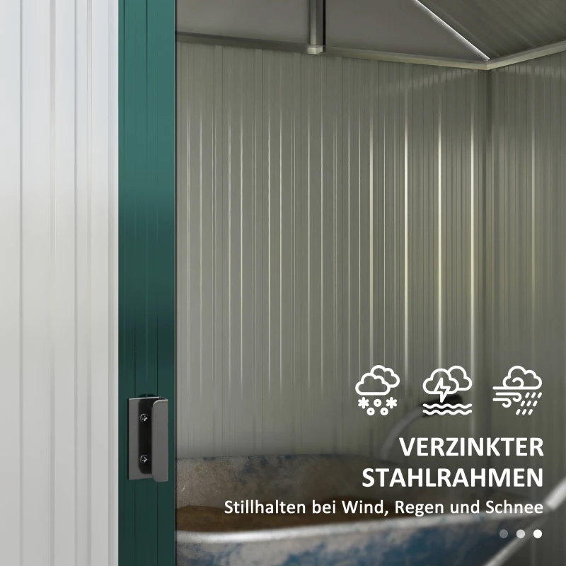 Trädgårdsbod Redskapsbod Trädgårdsbod, Väderbeständig, 2 Fönster, 2 Dörrar, 238 X 132 X 198,5 Cm, Grön 8