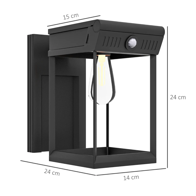 Trädgårdssolljus Utomhusljus Solcellslampa, Väderbeständig, Rörelsesensor, 14 Cm X 24 Cm X 24 Cm, Svart 3