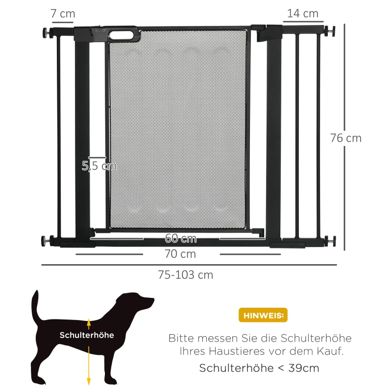 Trappgrind, Husdjursgrind, Hundgrind, Justerbar Från 75 Cm - 103 Cm, Svart 3