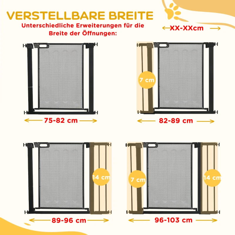 Trappgrind, Husdjursgrind, Hundgrind, Justerbar Från 75 Cm - 103 Cm, Svart 6