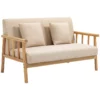 2-sits Soffa, Tygöverdrag I Linnelook, Kompakt, Upp Till 200 Kg, Träram, 123L X 69W X 74H Cm, Beige 1