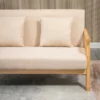 2-sits Soffa, Tygöverdrag I Linnelook, Kompakt, Upp Till 200 Kg, Träram, 123L X 69W X 74H Cm, Beige 8