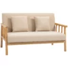 2-sits Soffa, Tygöverdrag I Linnelook, Kompakt, Upp Till 200 Kg, Träram, 123L X 69W X 74H Cm, Beige 10