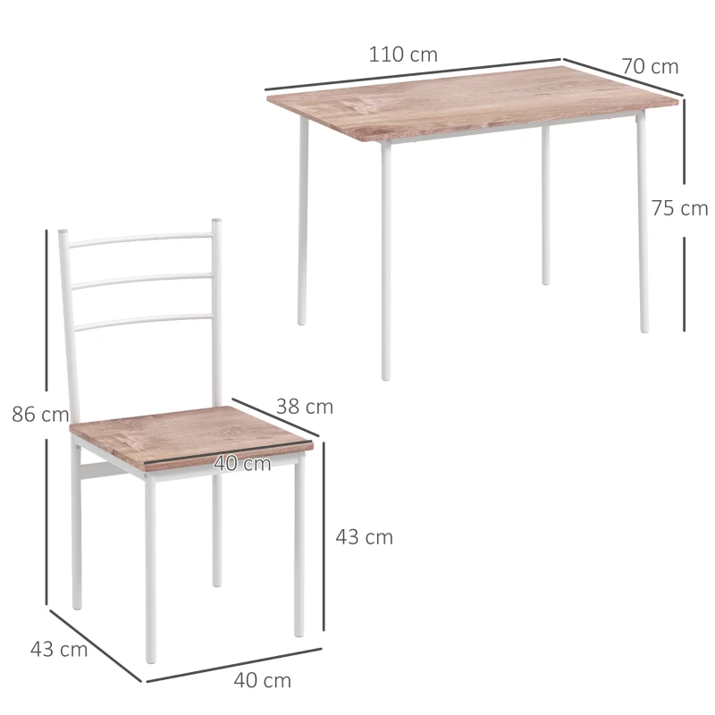 5-delat Matgruppsmatbord Med Stolar Sittgrupp, Modern Design, Natur + Vit 3