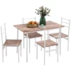 5-delat Matgruppsmatbord Med Stolar Sittgrupp, Modern Design, Natur + Vit 10