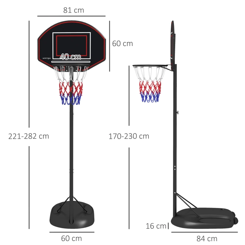 Basketställ, Höj- Och Sänkbart, Robust, 1,7-2,3 M Korghöjd, Stålram, Svart 3