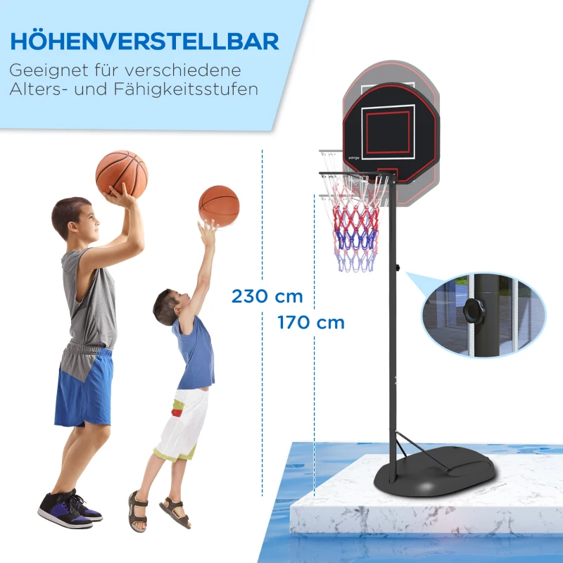 Basketställ, Höj- Och Sänkbart, Robust, 1,7-2,3 M Korghöjd, Stålram, Svart 5